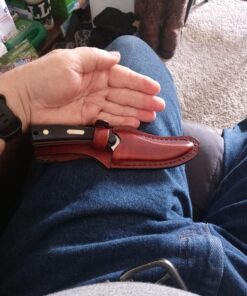 Old Timer 152OT Sharpfinger 7.1in S.S. Full Tang Knife with 3.3in Clip Point Skinner Fixed Blade, Black Sawcut Handle, and Leather Belt Sheath for Hunting, Camping, Skinning, EDC, and Outdoors 73 71rZHlWMZFL