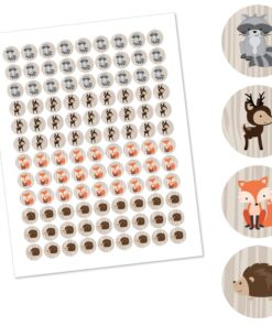 Big Dot of Happiness Woodland Creatures - Baby Shower or Birthday Party Round Candy Sticker Favors - Labels Fit Chocolate Candy (1 Sheet of 108) 10 71rZQi6jIjL