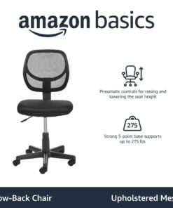 Amazon Basics Low-Back, Upholstered Mesh, Adjustable, Swivel Computer Office Desk Chair, Black, 21.25"D x 22.5"W x 38"H 25 71rZa1FfgL