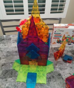 cossy 120Pcs Magnet Tiles Magnetic 3D Building Blocks Set Educational Construction Toys for 3+ Year Kids with Stronger Magnets, Rivets-Fastened, Educational, Recreational, Conventional 120 51 71rZw0LgqwL