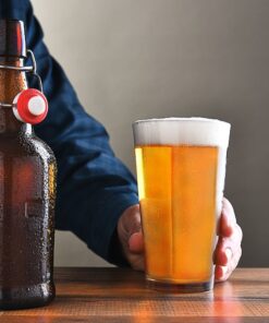 Home Brewing Glass Beer Bottle with Easy Wire Swing Cap & Airtight Rubber Seal -Amber- 16oz - Case of 12 - by Tiabo Amber 23 71rareaP15L