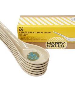Happy Sales Melamine Soba, Rice Spoons, Asian Chinese Won Ton Soup Spoon, 6 Pack Green Abstract Design 4 71ratPmrYJL