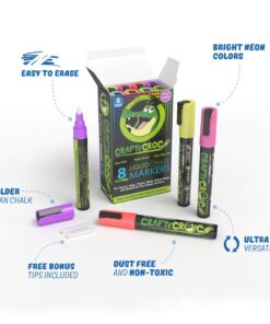 Alternative view of Liquid Chalk Markers for Blackboards - Use as Glass Window Markers, Mirror Pens, Blackboard or Chalkboard Markers - 8 Bold Neon Colors - Wet or Dry Erase Chalk Pens for Easy Clean Up Standard Ink