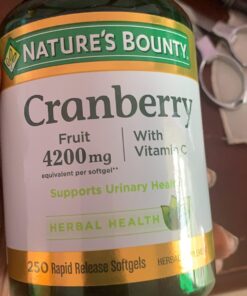 Nature's Bounty Cranberry 4200mg With Vitamin C, Urinary Health & Immune Support, Cranberry Concentrate, 250 Rapid Release Softgels 250 Count (Pack of 1) 38 71rbaXH0KhL