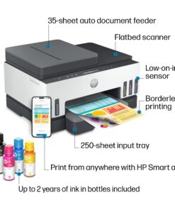 HP Smart -Tank 7301 Wireless All-in-One Cartridge-free Ink Printer, up to 2 years of ink included, mobile print, scan, copy, automatic document feeder (28B70A), Gray 18 71rdHXBUN L