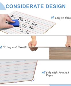 6 Pack Dry Erase Boards, 9"x12" Double Sided Small Whiteboards with Lines for Kids, Students, Education Teacher Classroom, Mini Portable Drawing Learning Lapboards with 7 Colors Pens, 6 Erasers 6 Pack Plain/Lined 21 71reTeYrWjL