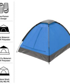 2-Person Camping Tent – Includes Rain Fly and Carrying Bag – Lightweight Outdoor Tent for Backpacking, Hiking, or Beach by Wakeman Outdoors Dome Blue 32 71rf3JSXzwL