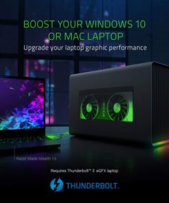 Razer Core X Chroma Aluminum External GPU Enclosure (eGPU): Compatible with Windows & MacOS Thunderbolt 3 Laptops, NVIDIA/AMD PCIe Support, 700W PSU, 4X USB 3.1, 1x Gbit Ethernet, Chroma RGB, Black Classic Black eGPU 26 71rfTcqkLRL