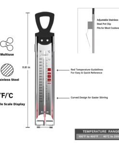 Candy Thermometer Deep Fry/Jam/Sugar/Syrup/Jelly Thermometer with Hanging Hook & Pot Clip Stainless Steel Cooking Thermometer Food Thermometer Quick Reference Temperature Guide,Red Candy Thermometer-Red 19 71rfYZdL4TL
