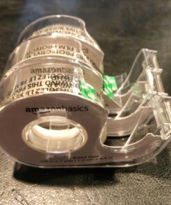 Amazon Basics Double Sided Tape with Dispenser, Narrow Width, 1/2 x 252 inches, 3-Pack, Translucence 28 71rgMhqhgL