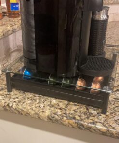 DecoBrothers Crystal Tempered Glass Vertuo Pod Holder Drawer, 24 Large or 48 Small Nespresso Capsule Organizer 48 pcs Capacity Black 33 71rh3KGuU5L