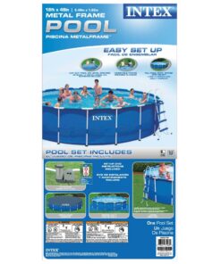 Intex 18ft X 48in Metal Frame Pool Set with Filter Pump, Ladder, Ground Cloth & Pool Cover 18-Feet by 48-inch 24 71rh3czAML