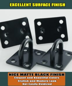 Alise Black Ceiling Hook Pad Eye Plate Top Hooks Hanging Marine Hardware for Yoga Hammock Swing Suspension Boat Sandbag Plant Basket,Stainless Steel Wall/Ceiling Mount,4Pcs DD008B-4P 8 71rhA4 646L