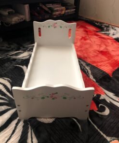 Badger Basket Toy Doll Bed with White Bedding and Personalization Kit for 20 inch Dolls - White Rose 36 71ri0KYoPBL