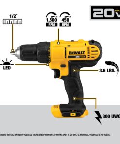 DEWALT 20V MAX Cordless Drill and Impact Driver, Power Tool Combo Kit with 2 Batteries and Charger, Yellow/Black (DCK240C2) Impact Driver/Drill Combo Only 28 71ri7oWSBWL