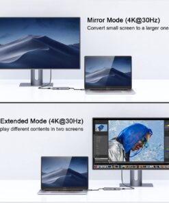 USB C Hub, QGeeM USB C to HDMI Adapter 4k, 7 in 1 USB C Dongle with 100W Power Delivery,3 USB 3.0 Ports, SD/TF Card Reader, Compatible for MacBook Ipad HP Dell XPS and More Type C Device Grey 27 71ri88CTL0L