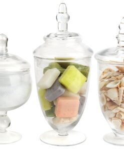 Mantello Apothecary Jars with Lids- Small Apothecary Jars, Candy Jars for Candy Buffet, 20 oz., 24 oz. and 28 oz. 32 71ri9B2WKcL