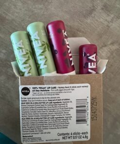 NIVEA Vegan Lip Care Variety Pack, Acai Seed Oil Shea Butter Lip Balm Sticks and Hemp Seed Oil Shea Butter Lip Balm Sticks, Pack of 4 Acai and Hemp 4 Count (Pack of 1) 58 71riBbHvHRL