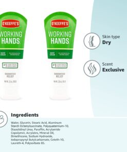 O'Keeffe's Working Hands Hand Cream, Relieves and Repairs Extremely Dry Hands, 3 oz Tube, (Pack of 2) 3 Ounce (Pack of 2) 40 71rj8tyw7sL