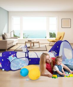 Homfu 3 in 1 Pop up Kids Play Tent with Tunnel Ocean Ball Pit Pool with Basket Hoop for Toddler Boys Girls to Play and Craw Indoor&Outdoor As Birthday Gift Purple Ball Pit 15 71rjTfryBQL