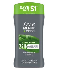 DOVE MEN + CARE Extra Fresh Men's Antiperspirant Deodorant Stick Fresh Twin pack With 72-hour sweat & odor protection with 1/4 Moisturizing Cream & Long-lasting Citrus Scent 2.7 Ounce (Pack of 2) 2.7 Ounce (Pack of 2) 23 71rksyFM1fL