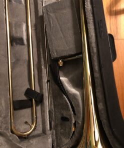 Eastar Bb Tenor Slide Trombone for Beginners Students, B Flat Brass Plated Trombone Instrument with Mouthpiece, White Gloves, Cleaning Kit, ETB-330, Golden 21 71rm7masKL