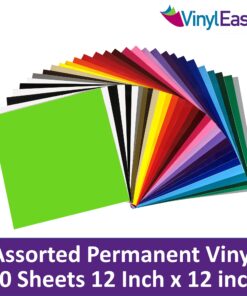 Vinyl Ease 12" x 12" 30 Sheets Assorted Glossy Colors Permanent Adhesive Vinyl for Cricut, Silhouette, Pazzles, Craft ROBO, QuicKutz, Craft Cutters, Die Cutters, Sign Plotters - V0101 24 71rnApMlytL