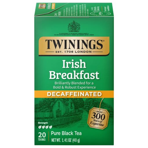 Twinings Irish Breakfast Individually Wrapped Tea Bags, 20 Count Pack of 6, Decaffeinated Black Tea, Flavourful, Robust (Packaging May Vary) 20 Count (Pack of 6)