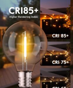 Brightown G40 Replacement LED Light Bulbs, 25 Pack Clear Globe Bulb fits E12 C7 Candelabra Screw Base Sockets, 1.5 Inch Dimmable Edison Light Bulbs for Indoor Outdoor Patio Decor, Warm White Clear-led 21 71rnwwixdmL