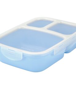 Alternative view of Leakproof, 3 Compartment, Bento Lunch Box, Airtight Food Storage Container (1 Pc) - Blue