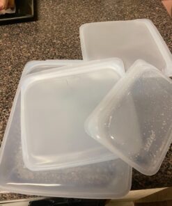 Stasher Reusable Silicone Storage Bag, Food Storage Container, Microwave and Dishwasher Safe, Leak-free, Bundle 4-Pack Small, Clear 4 Pack 27 71roVBAP IL