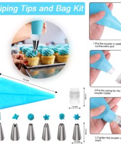 Baking Supplies - Silicone Spatulas Set, Rolling Pin, Pastry Mat, Silicone Baking Cups, Piping Bags and Tips, Measuring Cups and Spoons, Baking Set for Kids Teens Adult Beginner 10 71rpIi8TFiL