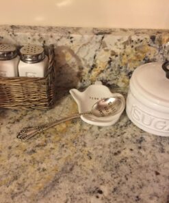 MyGift® Turquoise Ceramic Spoon Rest with Dot Design, Countertop Cooking Spoon and Ladle Holder 14 71rq4KkxAL