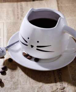 Teagas Cat Coffee Mugs for Crazy Cat Lady - Black & White Ceramic Cat Coffee Mugs and Cute Cat Spoons Set for Coffee Tea 12oz Black/White 19 71rq7r Nh3L