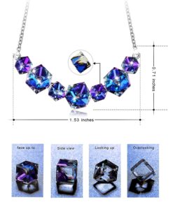 PLATO H Crystal Cube Curved Bar Necklace for Women with Gift Box Unique Dainty Jewelry Anniversary Mother's Day Gifts Blue 23 71rqB0j yOL