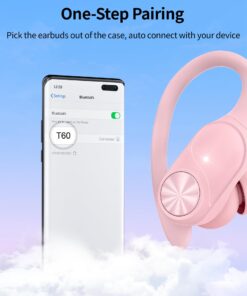 Bluetooth Headphones Wireless Earbuds 80hrs Playtime Wireless Charging Case Digital Display Sports Ear buds with Earhook Premium Deep Bass IPX7 Waterproof Over-Ear Earphones for TV Phone Laptop Pink M 11 71rqIYZ92UL