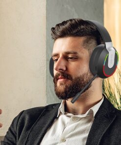 Uscallm Wireless Bluetooth Headset with Microphone, Bluetooth 5.1 HiFi Sound Quality Noise Cancelling Headset, Insert Card, Plug The Headset Line Foldable Lightweight Headset for Home Office Work # Black 10 71rqV5Vq4kL