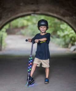 Jetson Scooters - Jupiter Kick Scooter - Collapsible Portable Kids Push Scooter - Lightweight Folding Design with High Visibility RGB Light Up LEDs on Stem, Wheels, and Deck Mars Black 19 71rqlRUSm1L