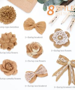 LEOBRO 24PCS Burlap Flowers, 8 Styles Natural Handmade Rustic Rose Flower Bowknot with Faux Pearls for DIY Craft Bouquets Home Wedding Christmas Party Decoration 22 71rr4WW1XfL