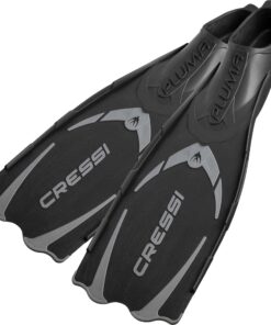 Cressi Adult Snorkeling Full Foot Pocket Fins Made with Advanced Technology - Pluma: Made in Italy EU 45/46 | US Man 11/12.5 | US Lady 12/13.5 Black/Silver 11 71rrkuPkzL