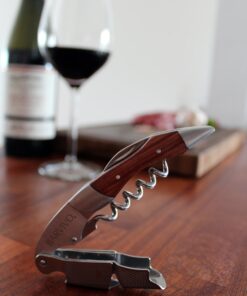 Barvivo Natural Rosewood Wine Opener with Foil Cutter Knife & Cap Remover, Double Hinged Manual Wine Key for Bartenders, Servers, Waiters, Stainless Steel Wine Bottle Opener Corkscrew 27 71rsHjSmpvL