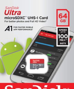 SanDisk 64GB Ultra MicroSDXC UHS-I Memory Card with Adapter - 100MB/s, C10, U1, Full HD, A1, Micro SD Card - SDSQUAR-064G-GN6MA 24 71rsbAsZUdL