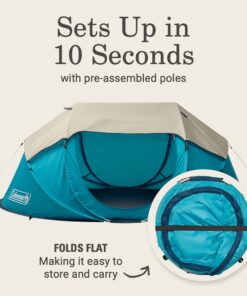 Alternative view of Coleman Pop-Up Camping Tent with Instant Setup, 2/4 Person Tent Sets Up in 10 Seconds, Includes Pre-Assembled Poles, Adjustable Rainfly, and Taped Floor Seams 4 Person Blue