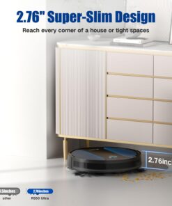 Coredy R550 Ultra Robot Vacuum and Mop Combo, 2200Pa Strong Suction, 2.76 Inch Thin, 120 Mins Runtime, Upgraded Smart Sensor Protection, Super Quite, Self-Charging Robotic Vacuum for Hard Floors, Tile 33 71ruzZ2VHnL