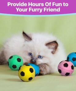 SPOT by Ethical Products - Sponge Soccer Balls Cat Toy, 4-Pack Interactive Cat toys Chasing Hunting Stimulating Cat toys For Indoor Cats Best Sellers, Small Green, Pink, Blue, Yellow, Black 19 71rvmV8AIPL