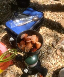 Bisgear Camping Cookware Portable Backpacking Stove Canister Stand Tripod Stainless Steel Cup Flatware Mess Kit - Camping Pot and Pans Cooking Set - Camping Gear Must Haves 12 pcs(Green) 30 71rw7ZPpI6L