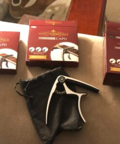 Guitar Capo (2 Pack) for Guitars, Ukulele, Banjo, Mandolin, Bass - Made of Ultra Lightweight Aluminum Metal (1.2 oz!) for 6 & 12 String Instruments - Nordic Essentials, Black+Silver Black + Silver 36 71rxBi4sUEL