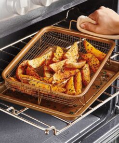 Copper Chef, 2-Piece Non-Stick Bakeware Set for Oven with Crisper Pan and Cookie Sheet, 13 x 9-Inch, N5O4RBL, Copper 29 71rxc96noaL