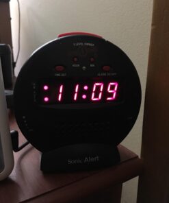 Sonic Alert Small Digital Alarm Clock with Battery Backup, Snooze, Full Range Brightness Dimmer, Outlet Powered Compact Clock for Bedrooms, Desk, Bedside, Simple to Operate (Black) Polished 23 71rxdDM6UfL