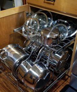 Rev-A-Shelf 2-Tier Kitchen Cabinet Pull Out 21" Cabinet Organizer for Pots, Pans, and Lid Cookware, Adjustable Heavy Duty Wire, Chrome, 5CW2-2122-CR 21 in. 36 71ryr5JzPtL